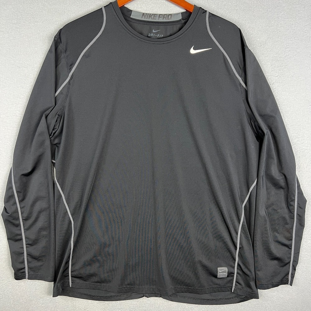 Nike Pro Long Sleeve Shirt Mens XXL Stretch Rash Guard MMA Training Gym Workout